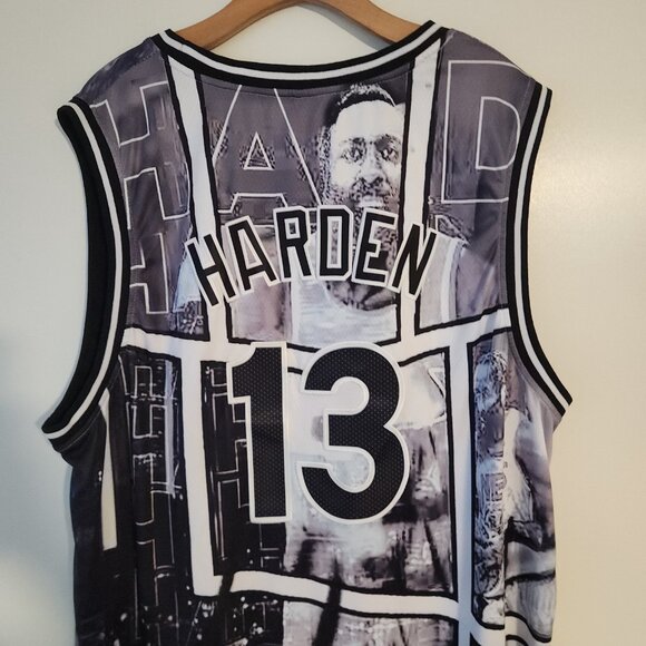 Brooklyn Nets James Harden Jersey Custom Graphic Print Sewn Numbers Mens 3XL - Picture 9 of 13
